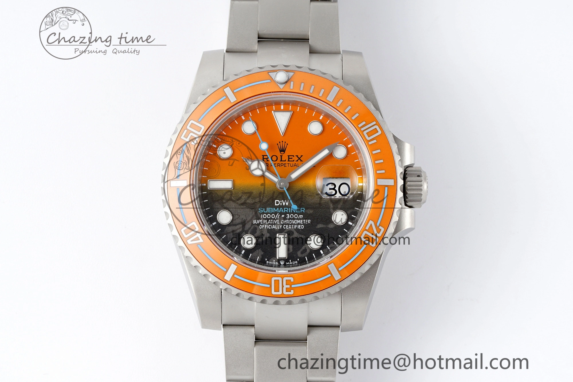 Submariner DIW Sandblasted VSF 1:1 Best Edition Orange Ceramic Bezel Orange Black Dial on SS Bracelet VS3135