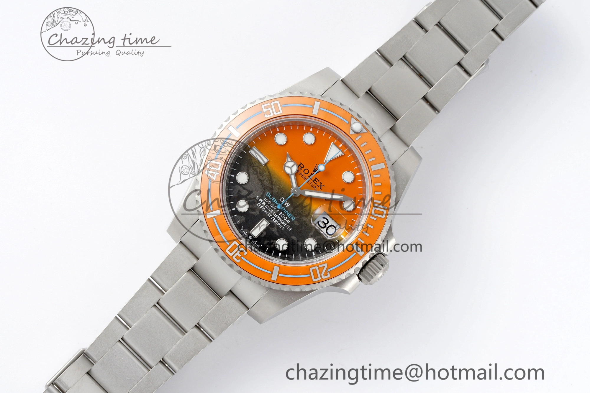 Submariner DIW Sandblasted VSF 1:1 Best Edition Orange Ceramic Bezel Orange Black Dial on SS Bracelet VS3135