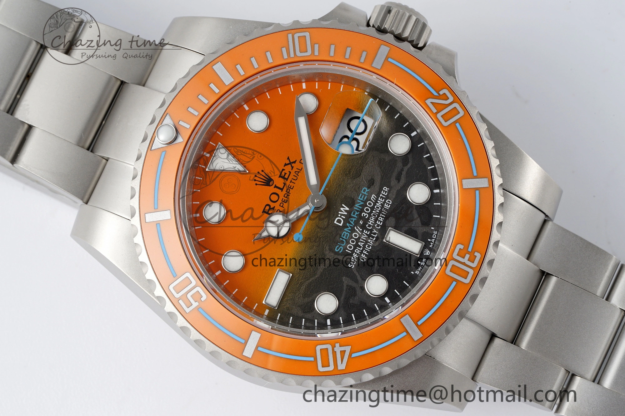 Submariner DIW Sandblasted VSF 1:1 Best Edition Orange Ceramic Bezel Orange Black Dial on SS Bracelet VS3135