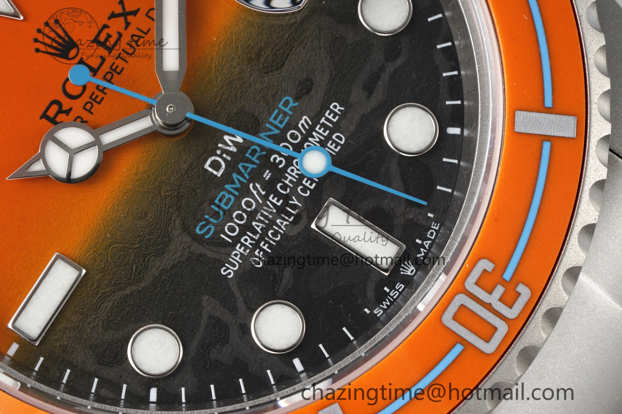 Submariner DIW Sandblasted VSF 1:1 Best Edition Orange Ceramic Bezel Orange Black Dial on SS Bracelet VS3135