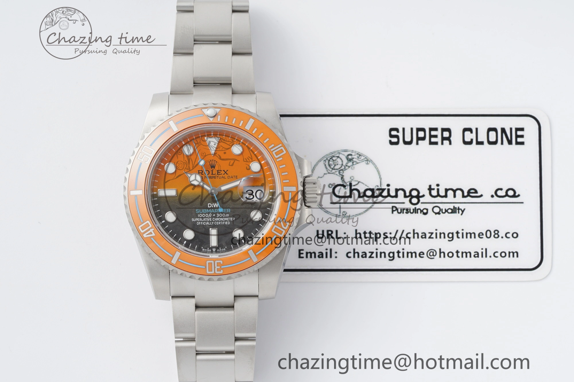 Submariner DIW Sandblasted VSF 1:1 Best Edition Orange Ceramic Bezel Orange Black Dial on SS Bracelet VS3135