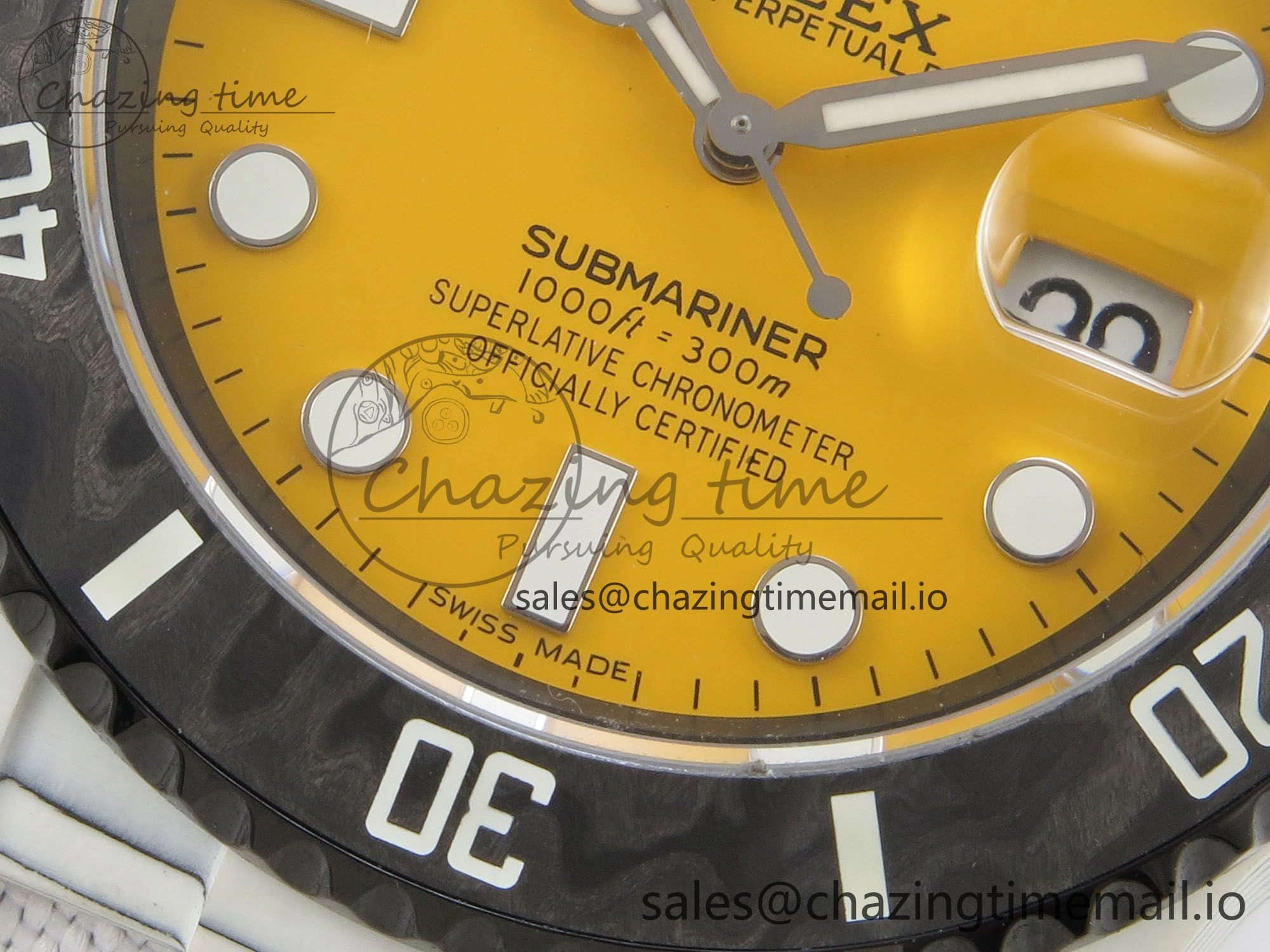 Submariner DIW White Carbon MPF Best Edition Yellow Dial On White Nylon Strap SA3135
