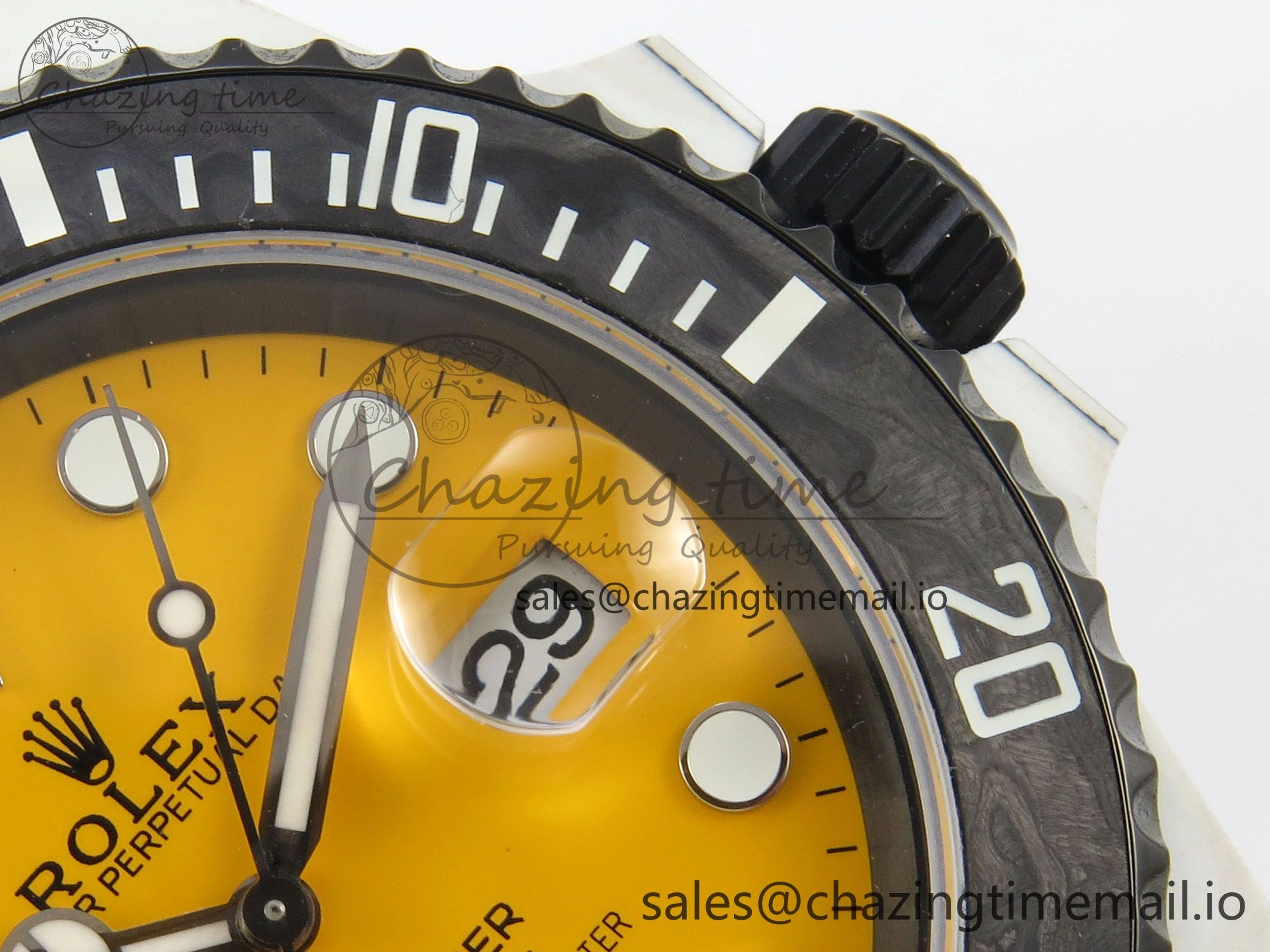 Submariner DIW White Carbon MPF Best Edition Yellow Dial On White Nylon Strap SA3135