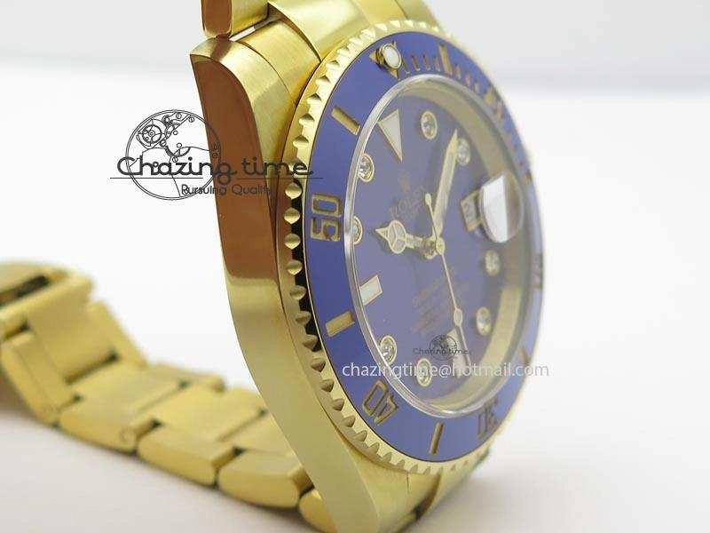 Submariner Full Gold Blue Dial Diamond BP Best Edition Swiss ETA2836