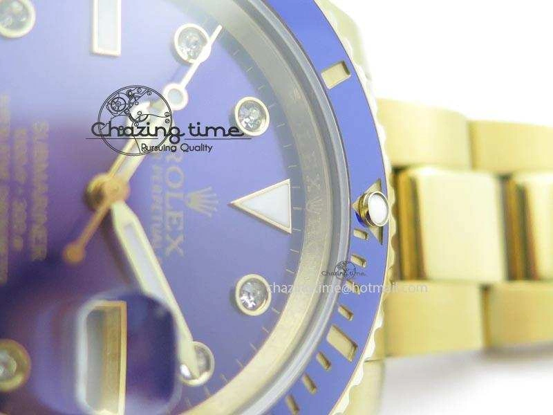 Submariner Full Gold Blue Dial Diamond BP Best Edition Swiss ETA2836