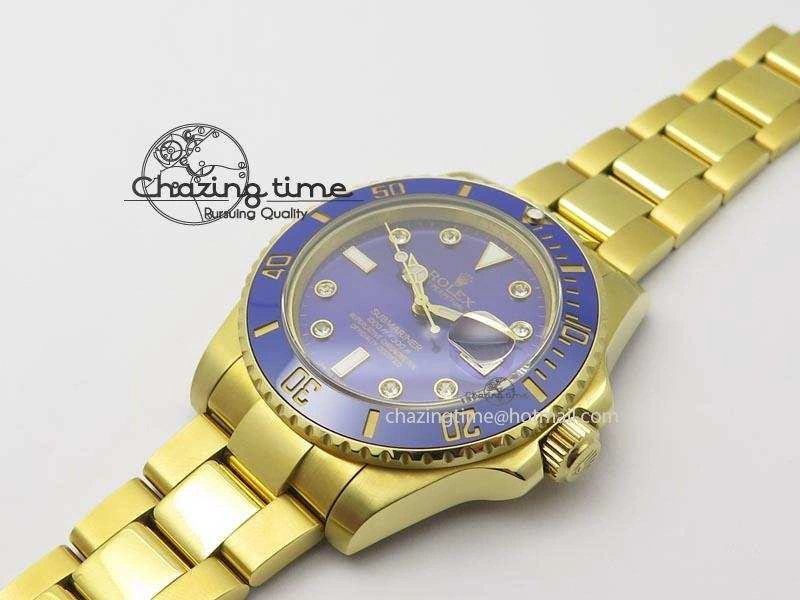Submariner Full Gold Blue Dial Diamond BP Best Edition Swiss ETA2836