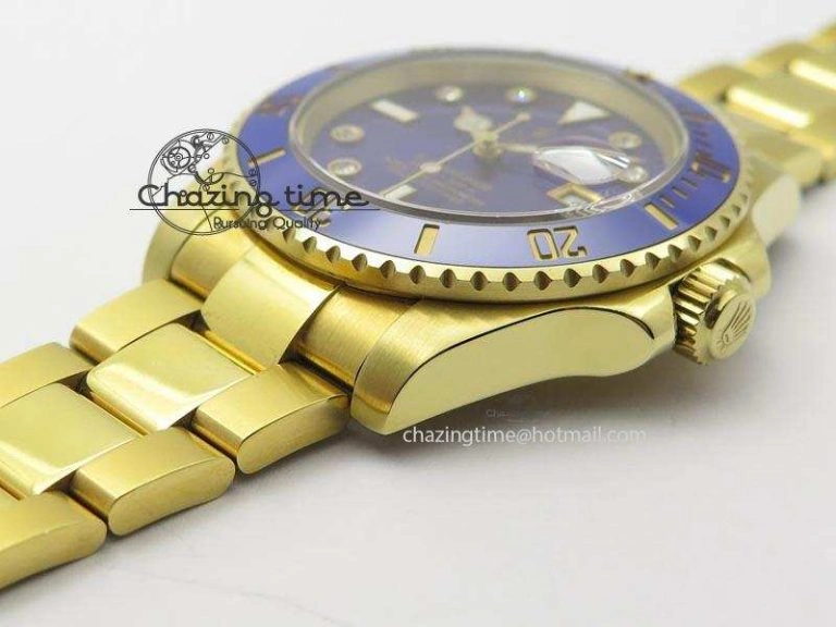Submariner Full Gold Blue Dial Diamond BP Best Edition Swiss ETA2836