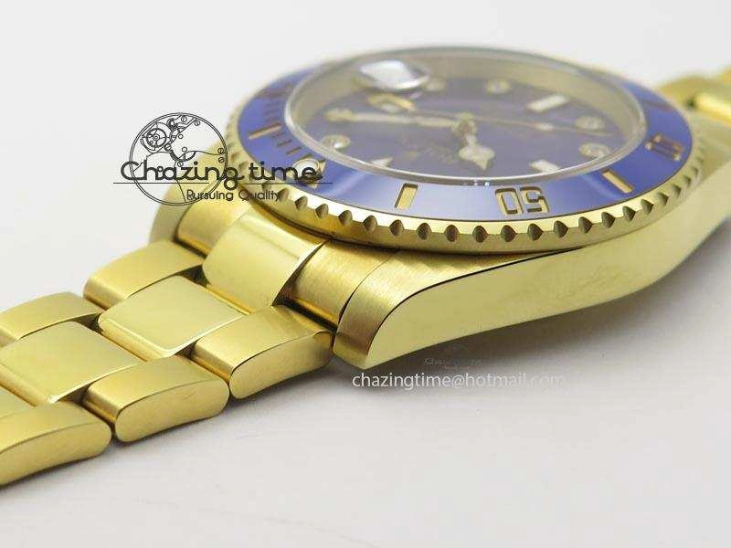 Submariner Full Gold Blue Dial Diamond BP Best Edition Swiss ETA2836