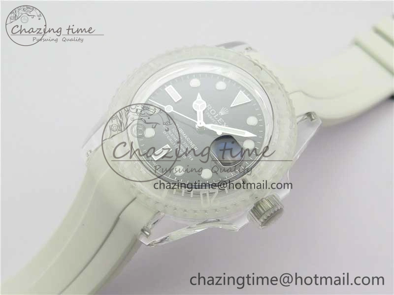 Submariner Phantomlab Transparent 3AF Best Edition Black Dial on White Rubber Strap VR3135