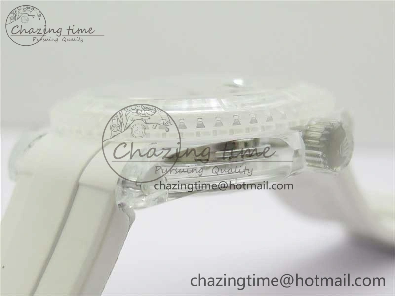 Submariner Phantomlab Transparent 3AF Best Edition Black Dial on White Rubber Strap VR3135