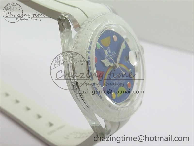 Submariner Phantomlab Transparent 3AF Best Edition Blue Fruit Dial on White Rubber Strap VR3135