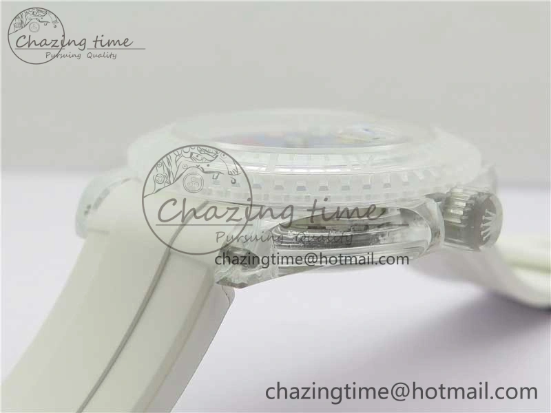 Submariner Phantomlab Transparent 3AF Best Edition Blue Fruit Dial on White Rubber Strap VR3135