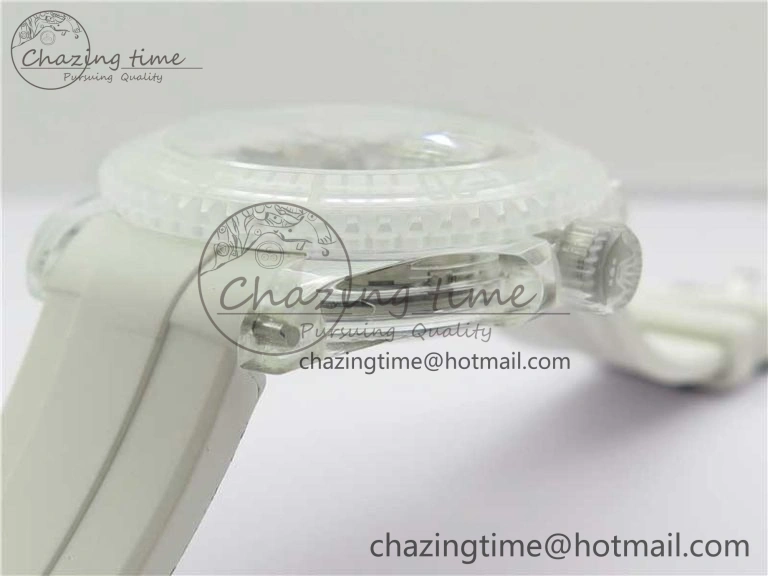Submariner Phantomlab Transparent 3AF Best Edition Blue Space Dial on White Rubber Strap VR3135