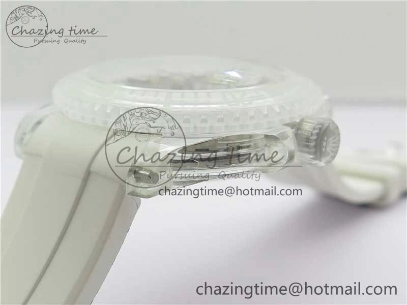Submariner Phantomlab Transparent 3AF Best Edition Blue Space Dial on White Rubber Strap VR3135