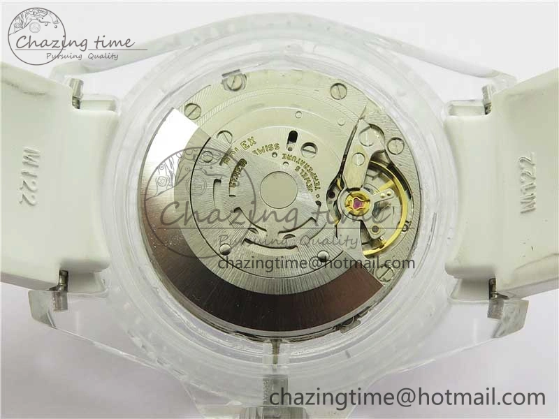 Submariner Phantomlab Transparent 3AF Best Edition Blue Space Dial on White Rubber Strap VR3135