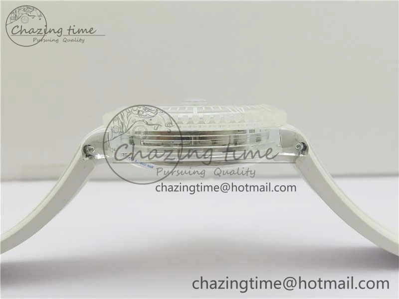 Submariner Phantomlab Transparent 3AF Best Edition Blue Space Dial on White Rubber Strap VR3135