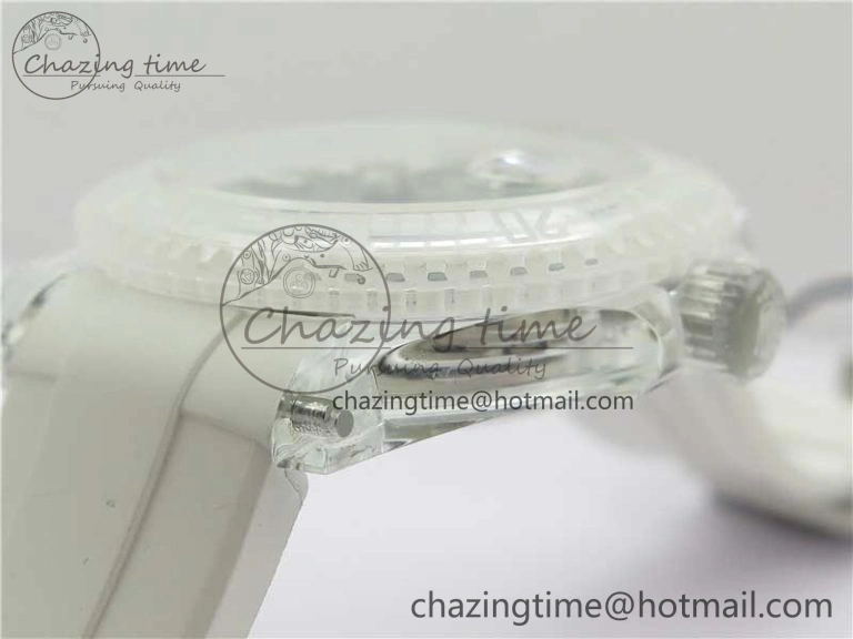 Submariner Phantomlab Transparent 3AF Best Edition Green Dial on White Rubber Strap VR3135