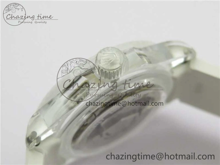 Submariner Phantomlab Transparent 3AF Best Edition Light Blue Dial on White Rubber Strap VR3135