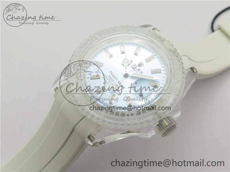 Submariner Phantomlab Transparent 3AF Best Edition Light Blue Dial on White Rubber Strap VR3135