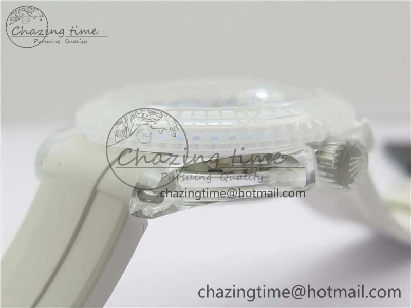 Submariner Phantomlab Transparent 3AF Best Edition Light Blue Dial on White Rubber Strap VR3135