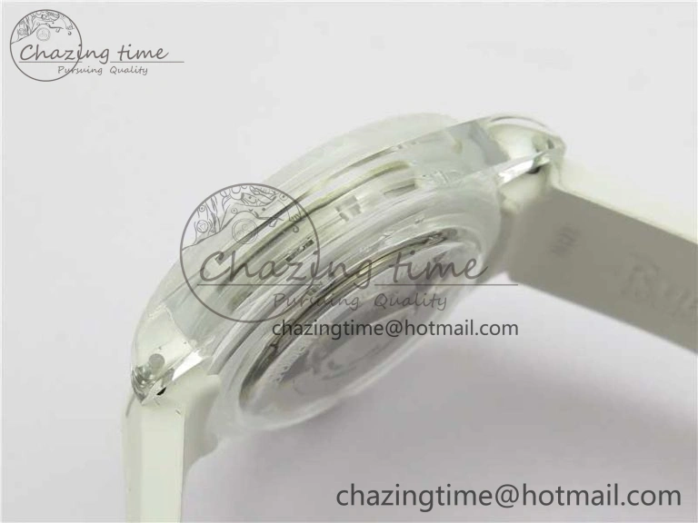 Submariner Phantomlab Transparent 3AF Best Edition Light Blue Dial on White Rubber Strap VR3135