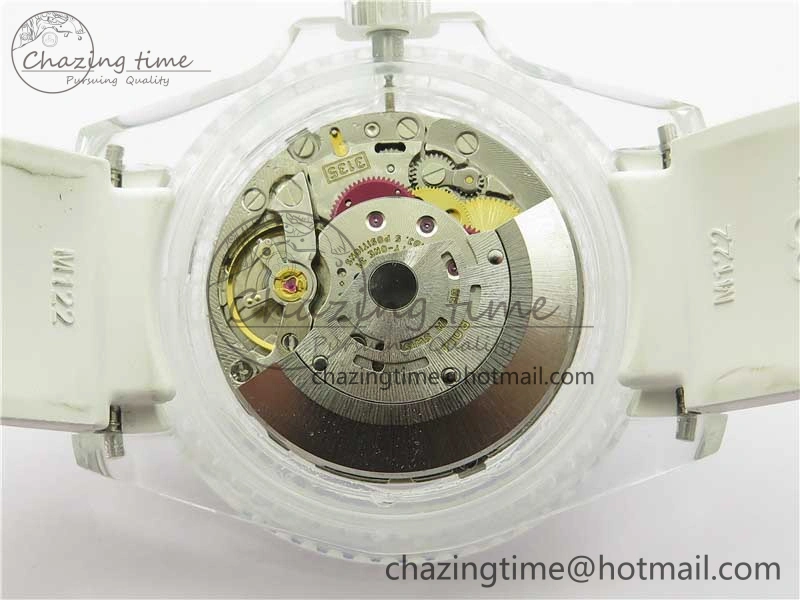Submariner Phantomlab Transparent 3AF Best Edition Light Blue Dial on White Rubber Strap VR3135