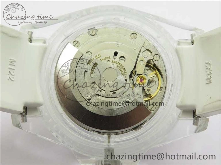Submariner Phantomlab Transparent 3AF Best Edition Light Blue Dial on White Rubber Strap VR3135