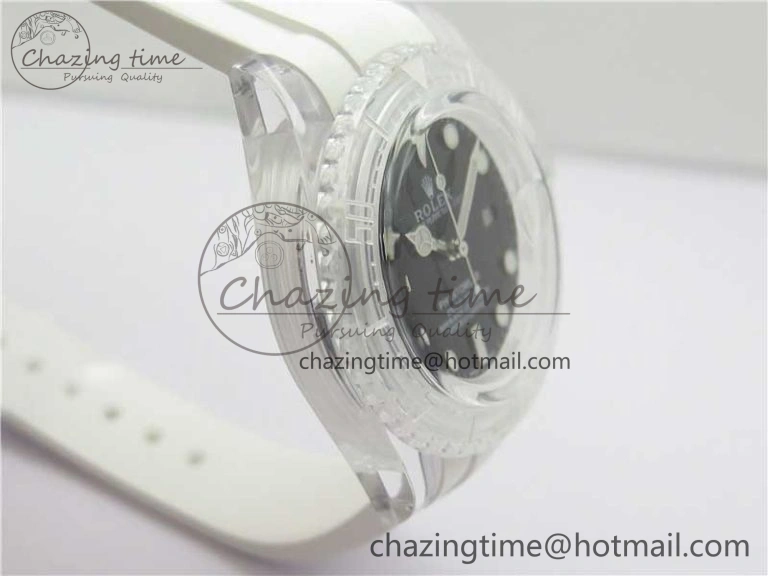 Submariner Phantomlab Transparent KZF Best Edition Black Dial on White Rubber Strap VR3135