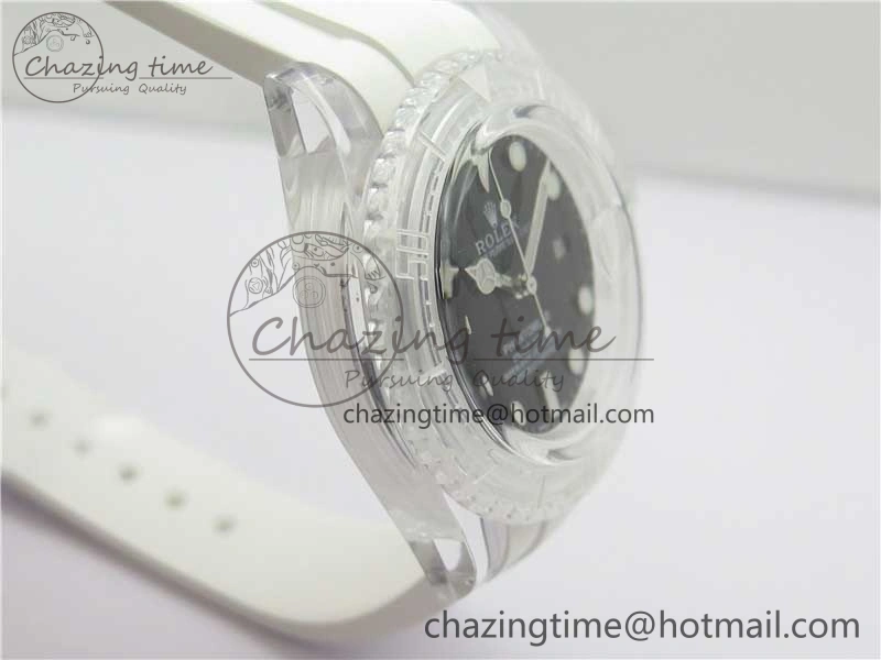 Submariner Phantomlab Transparent KZF Best Edition Black Dial on White Rubber Strap VR3135