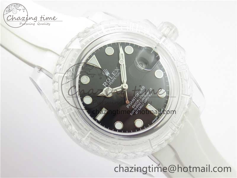 Submariner Phantomlab Transparent KZF Best Edition Black Dial on White Rubber Strap VR3135