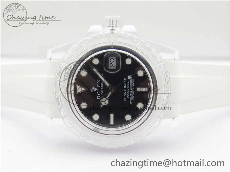 Submariner Phantomlab Transparent KZF Best Edition Black Dial on White Rubber Strap VR3135