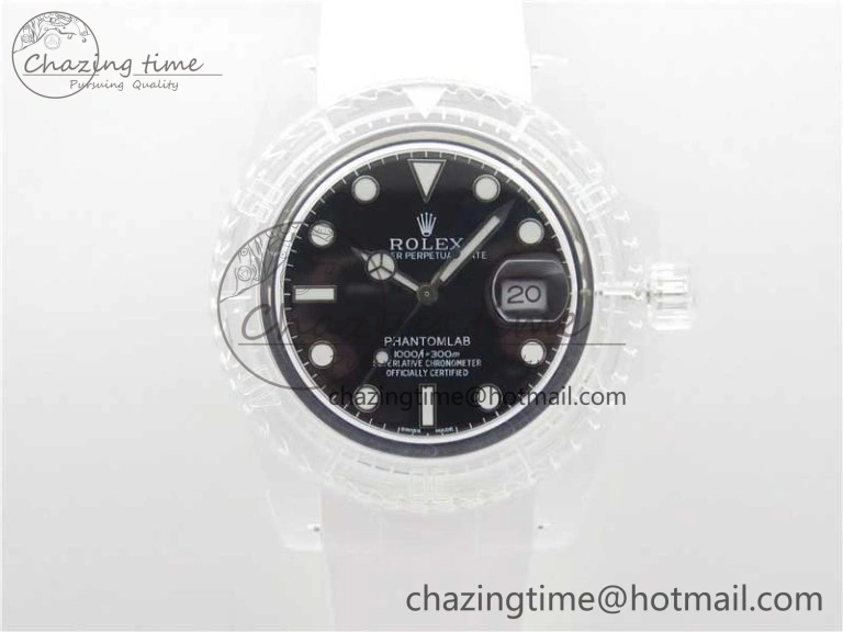 Submariner Phantomlab Transparent KZF Best Edition Black Dial on White Rubber Strap VR3135