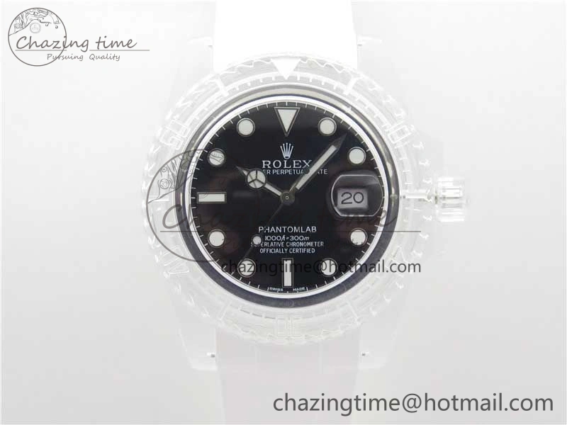 Submariner Phantomlab Transparent KZF Best Edition Black Dial on White Rubber Strap VR3135
