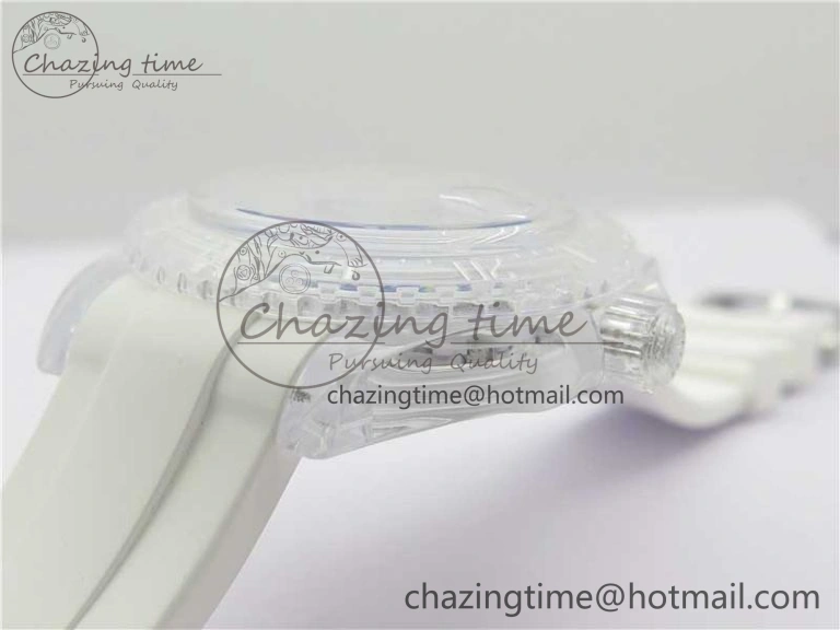 Submariner Phantomlab Transparent KZF Best Edition Blue Fruit Dial on White Rubber Strap VR3135