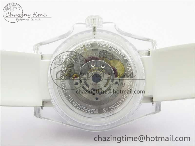 Submariner Phantomlab Transparent KZF Best Edition Blue Fruit Dial on White Rubber Strap VR3135