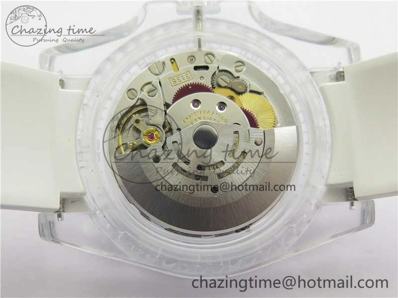 Submariner Phantomlab Transparent KZF Best Edition Blue Fruit Dial on White Rubber Strap VR3135