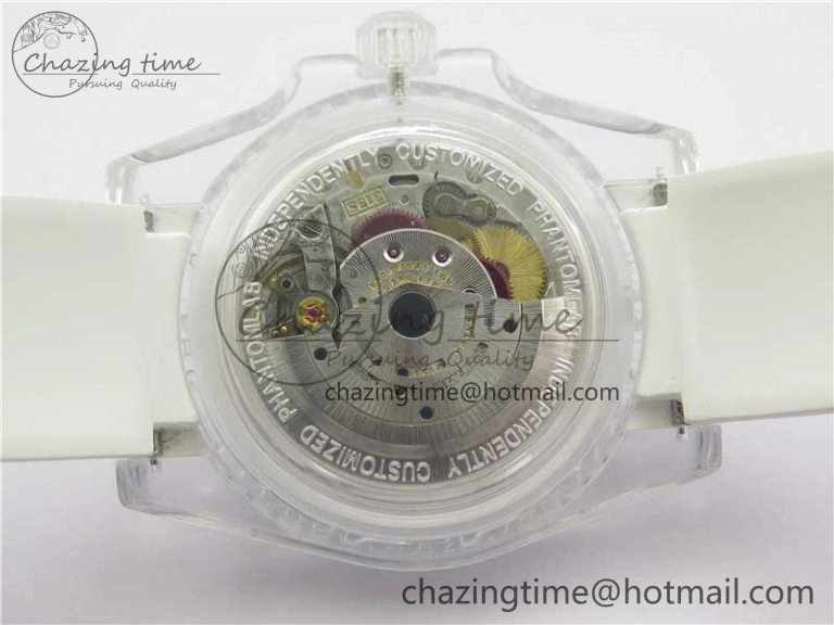 Submariner Phantomlab Transparent KZF Best Edition Blue Fruit Dial on White Rubber Strap VR3135
