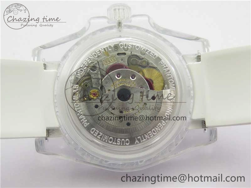 Submariner Phantomlab Transparent KZF Best Edition Blue Fruit Dial on White Rubber Strap VR3135
