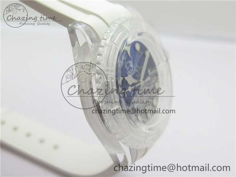 Submariner Phantomlab Transparent KZF Best Edition Blue Moon Dial on White Rubber Strap VR3135