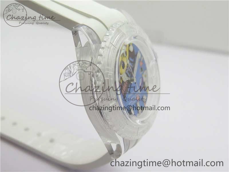 Submariner Phantomlab Transparent KZF Best Edition Blue Space Dial on White Rubber Strap VR3135