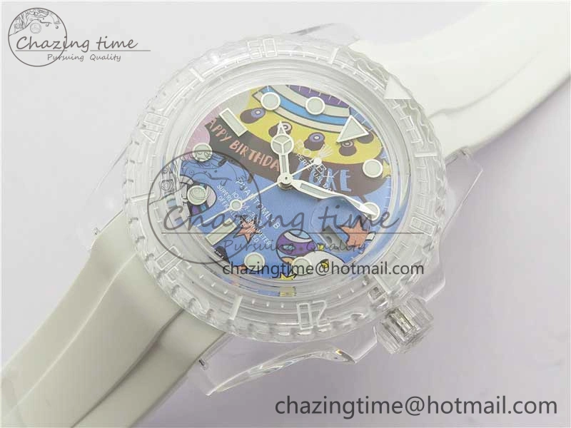 Submariner Phantomlab Transparent KZF Best Edition Blue Space Dial on White Rubber Strap VR3135