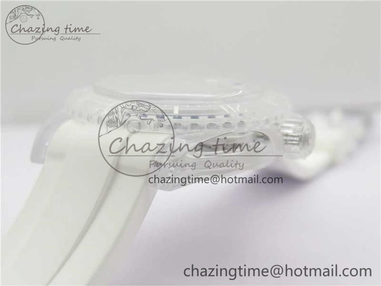 Submariner Phantomlab Transparent KZF Best Edition Deep Blue Dial on White Rubber Strap VR3135