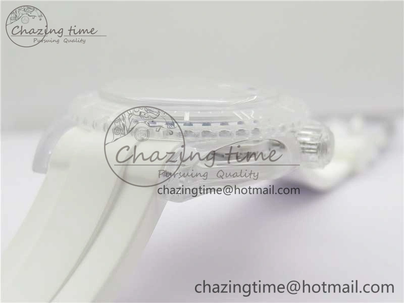 Submariner Phantomlab Transparent KZF Best Edition Deep Blue Dial on White Rubber Strap VR3135