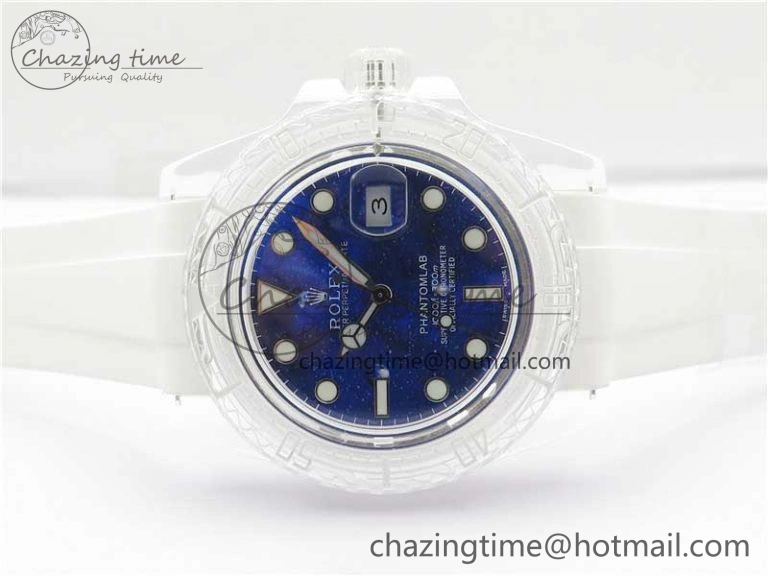 Submariner Phantomlab Transparent KZF Best Edition Deep Blue Dial on White Rubber Strap VR3135