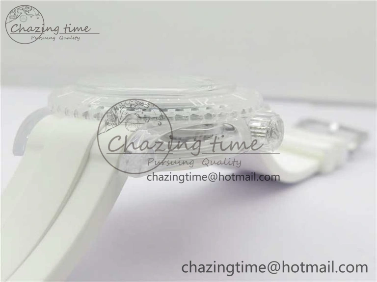 Submariner Phantomlab Transparent KZF Best Edition Green Dial on White Rubber Strap VR3135