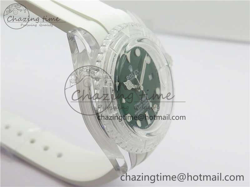 Submariner Phantomlab Transparent KZF Best Edition Green Dial on White Rubber Strap VR3135