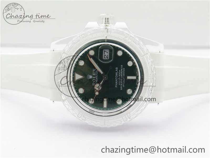 Submariner Phantomlab Transparent KZF Best Edition Green Dial on White Rubber Strap VR3135