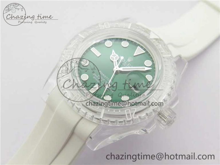 Submariner Phantomlab Transparent KZF Best Edition Green Dial on White Rubber Strap VR3135