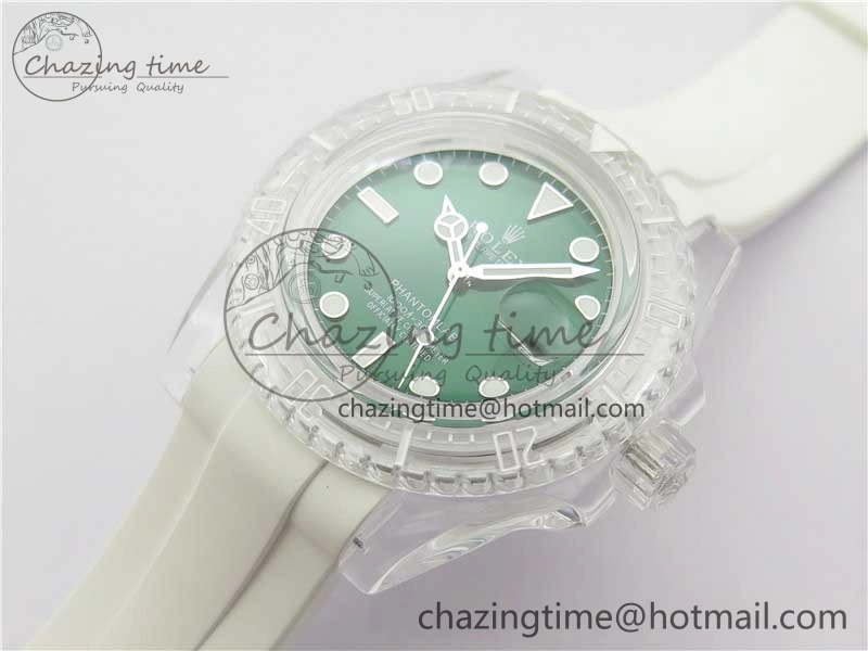 Submariner Phantomlab Transparent KZF Best Edition Green Dial on White Rubber Strap VR3135