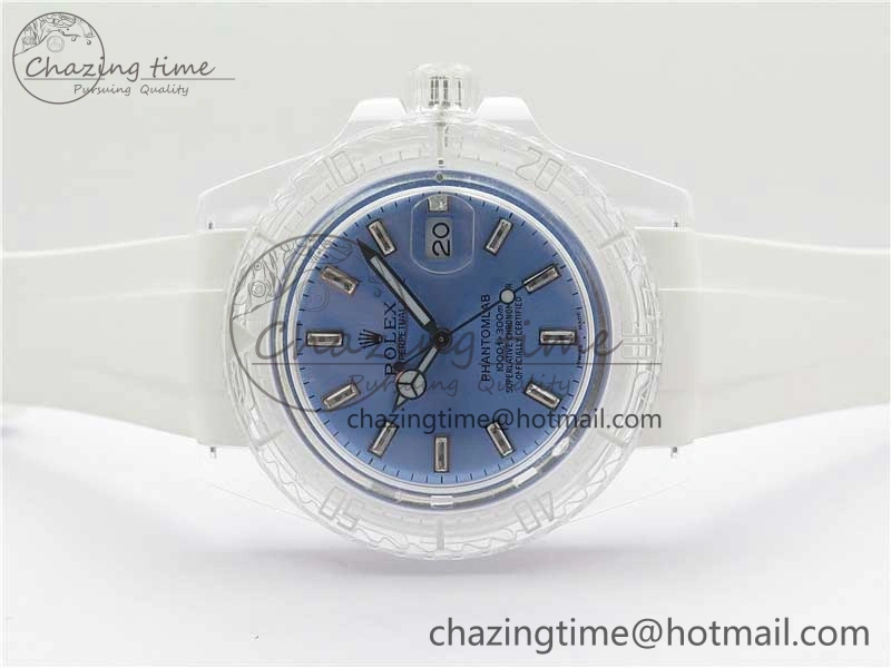 Submariner Phantomlab Transparent KZF Best Edition Light Blue Dial on White Rubber Strap VR3135